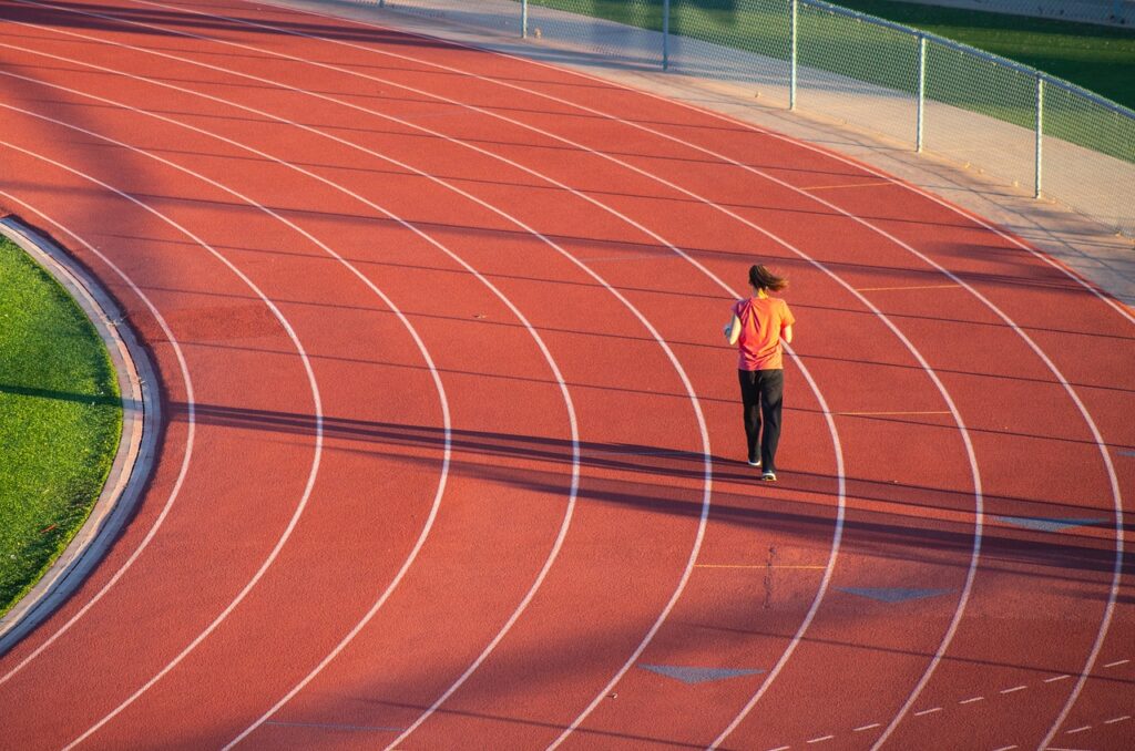 Walker on high school track