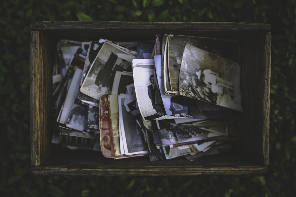 A box of old photos.