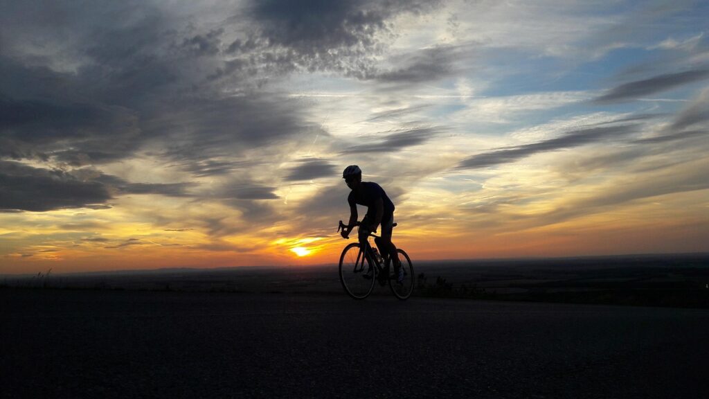 Cyclist at sunset.